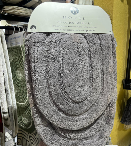 Dark Grey 2-piece Cotton Bath Rug Set