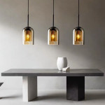Amber Glass Bell Pendant Light