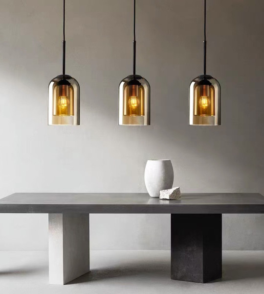 Amber Glass Bell Pendant Light