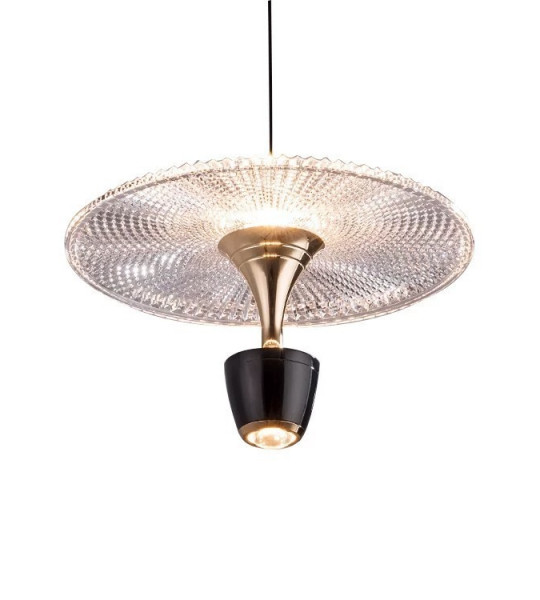 Pleated Glass Disc Pendant Light