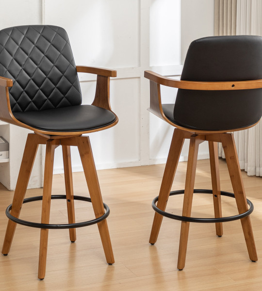 Camden Quilted Swivel Bar Stools - Set of 2