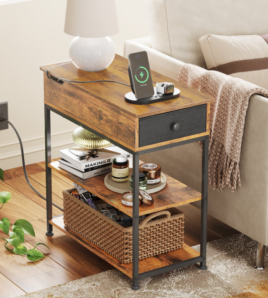 Huxley Charging End Table with Drawer