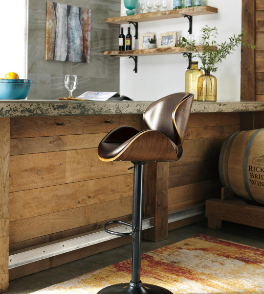 Bellatier Adjustable Height Bar Stool with Contoured Back and Seat
