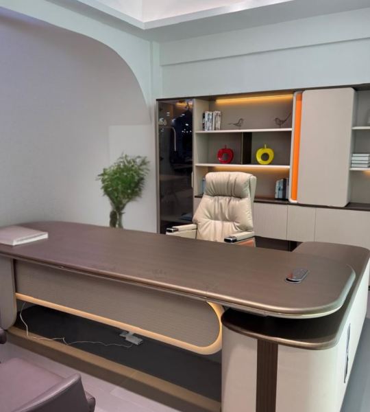 Venice Executive Office Desk & LED Bookshelf