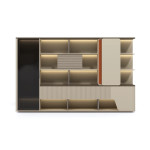 Bellagio Executive Desk & Bookshelf– Chestnut & Beige Luxe Finish