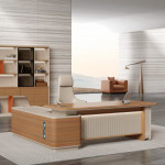 Bellagio Executive Desk & Bookshelf– Chestnut & Beige Luxe Finish