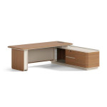 Bellagio Executive Desk & Bookshelf– Chestnut & Beige Luxe Finish