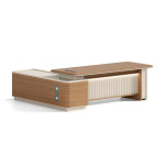Bellagio Executive Desk & Bookshelf– Chestnut & Beige Luxe Finish