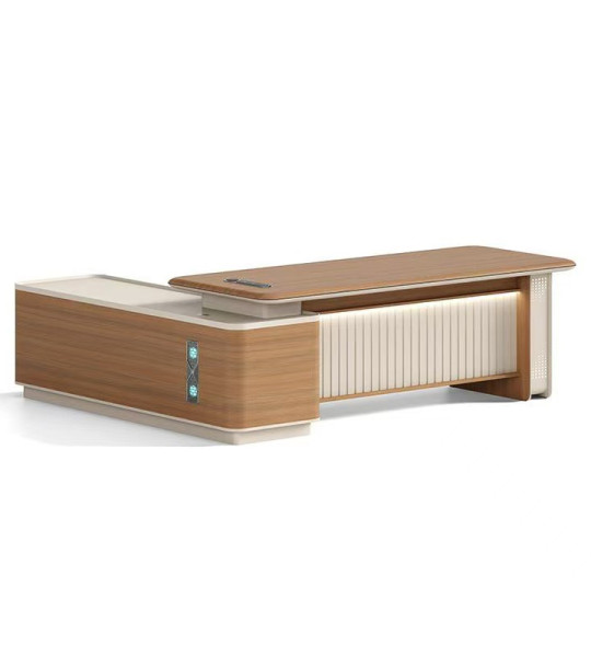 Bellagio Executive Desk & Bookshelf– Chestnut & Beige Luxe Finish