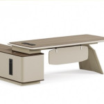 Aston Executive Desk – Beige & Oak Modern Finish