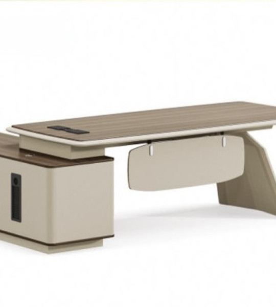 Aston Executive Desk – Beige & Oak Modern Finish