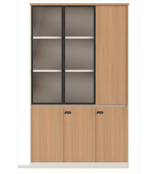 Arden Vertical Wooden File Cabinet with Glass Doors