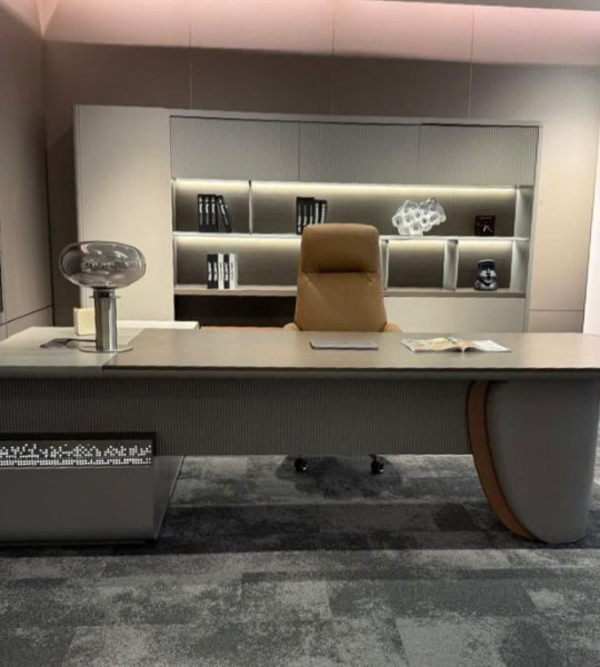 Brooklyn Executive Office Desk & LED Bookshelf Set